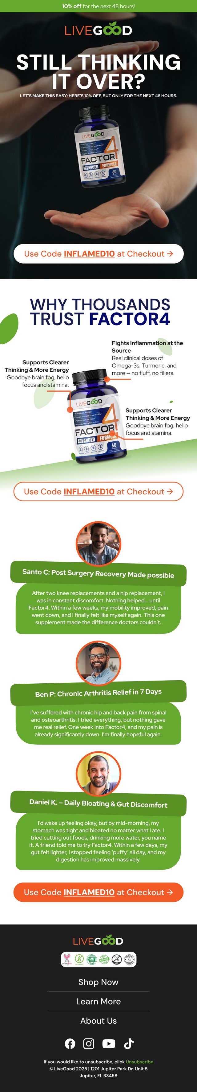 LiveGood checkout abandon email