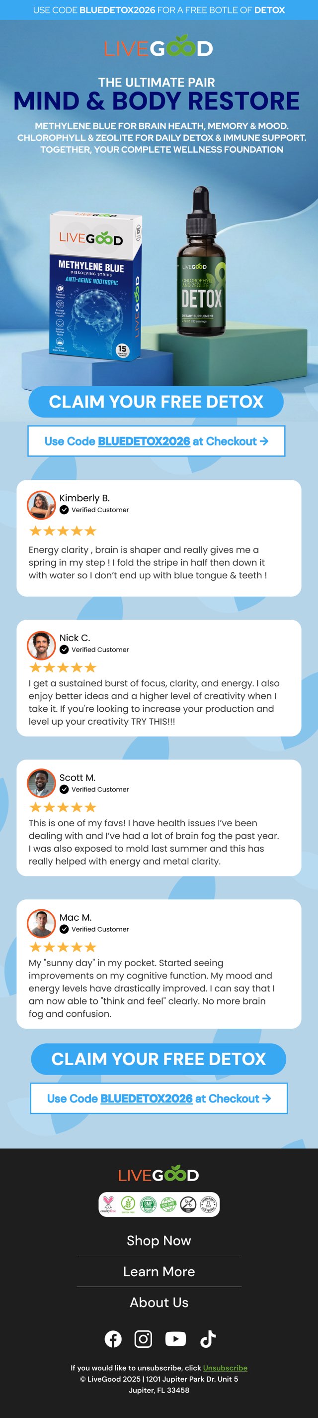 LiveGood welcome flow email